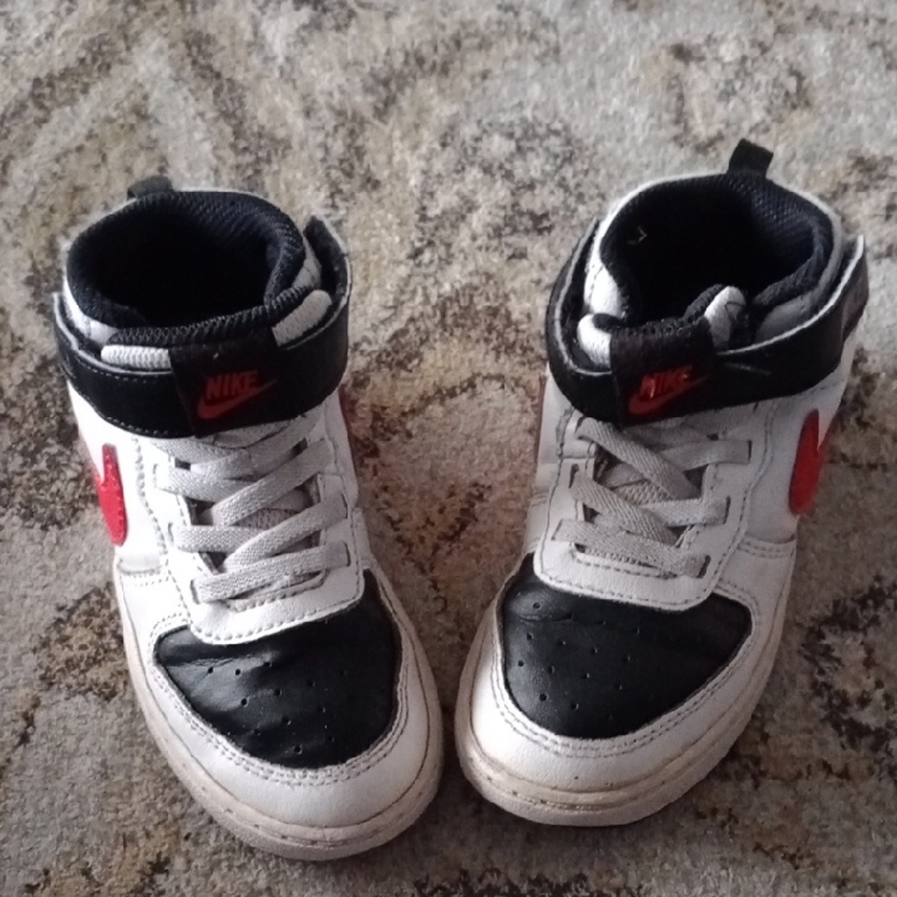 Nike Kids White, Black & Red High-Top Sneakers